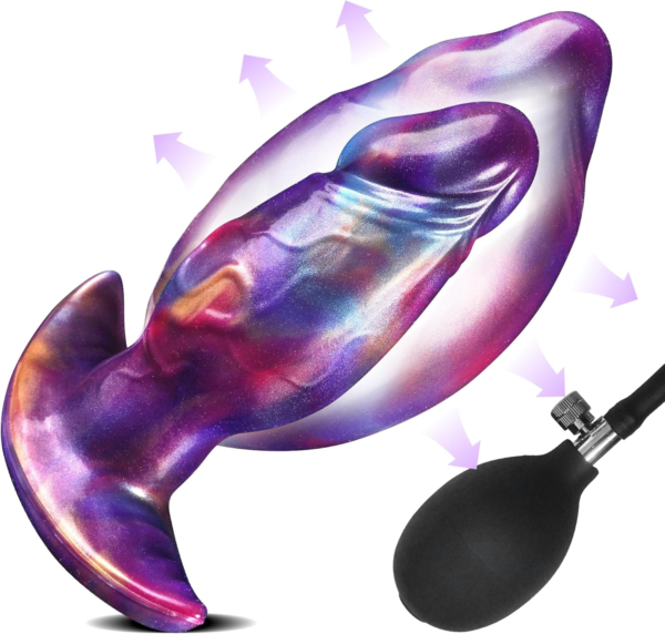 7.1 inch Inflatable Butt Plug Large Anal Toys, Huge Wearable Anal Plug with Safe T-Base, Expanding Anal Dildo Dialator Strechers Gay Sex Toys
