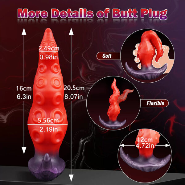 Large Wearable Butt Plug, 8.07inch Fantasy Tentacle Anal Plug