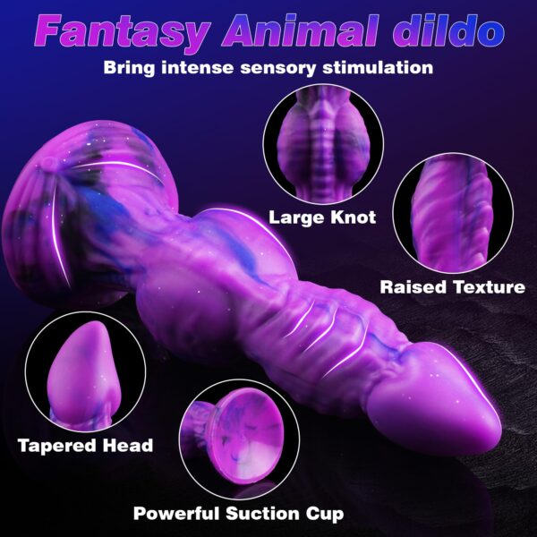 Version 1.0.0 9.84 inch Fantasy Knot Dildo, Monster Dragon Dildo with Suction Cup, Soft Silicone Adult Toy
