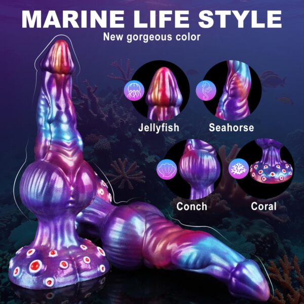 image_2 9.25 inch Fantasy Big-Knot Dildo with Suction Cup, Thick Soft Silicone Monster Dildo