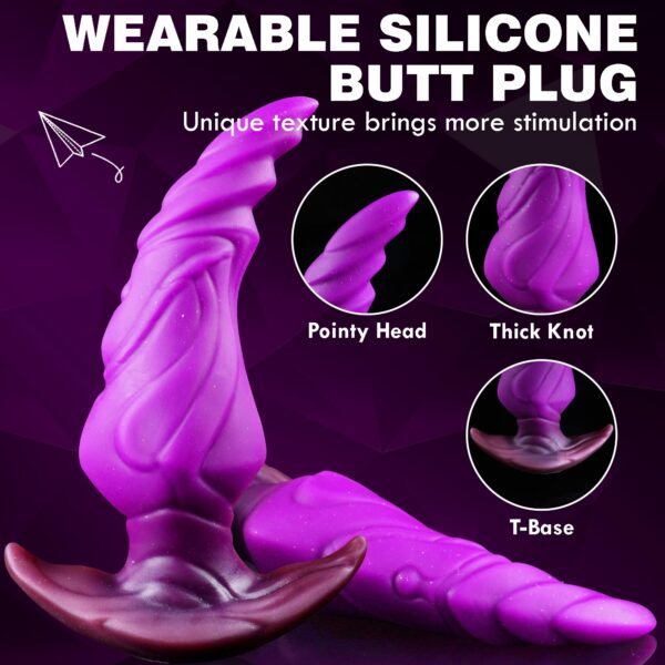 Large Wearable Butt Plug with T-Base, Soft Silicone Anal Plug