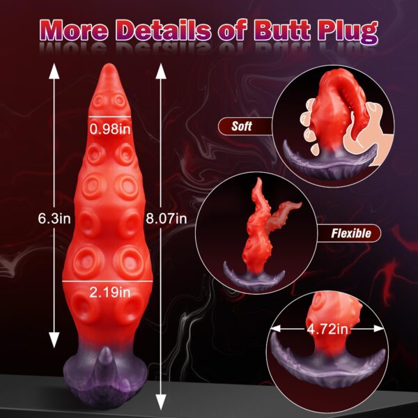 Large Wearable Butt Plug, 8.07inch Fantasy Tentacle Anal Plug