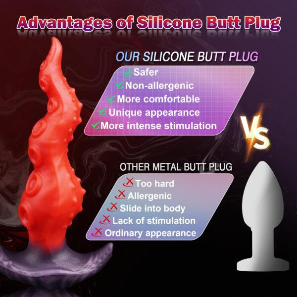 Large Wearable Butt Plug, 8.07inch Fantasy Tentacle Anal Plug