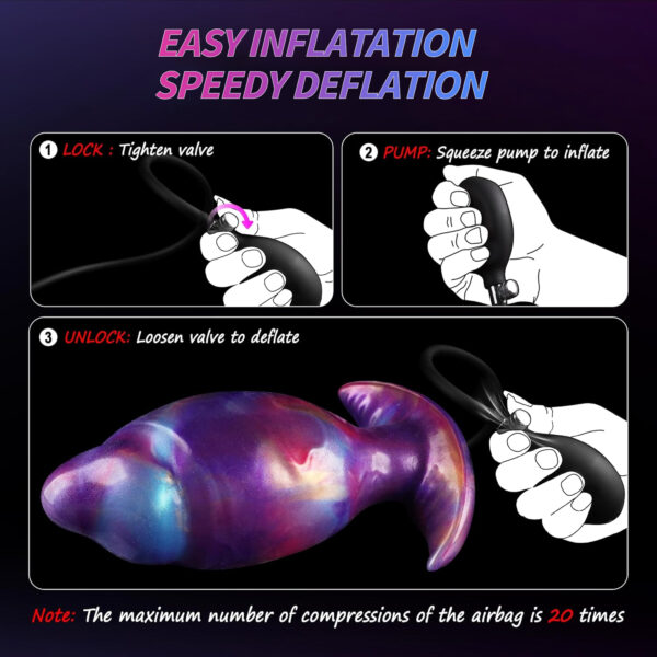 7.1 inch Inflatable Butt Plug Large Anal Toys, Huge Wearable Anal Plug with Safe T-Base, Expanding Anal Dildo Dialator Strechers Gay Sex Toys