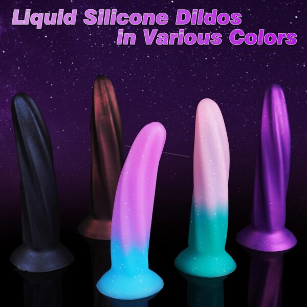 Silicone Dildo with Suction Cup, Thin G-Spot & Prostate Dildo for Beginners, Small Large Anal Plug Butt Plug