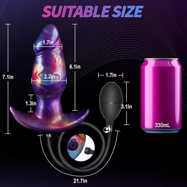 7.1 inch Inflatable Butt Plug Large Anal Toys, Huge Wearable Anal Plug with Safe T-Base, Expanding Anal Dildo Dialator Strechers Gay Sex Toys