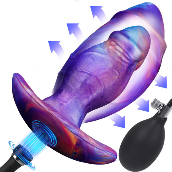 6.8 inch Inflatable Butt Plug Anal Plug, Large Buttplug Anal Trainer Stretcher, Wearable Inflatable Anal Dildo with T-Base